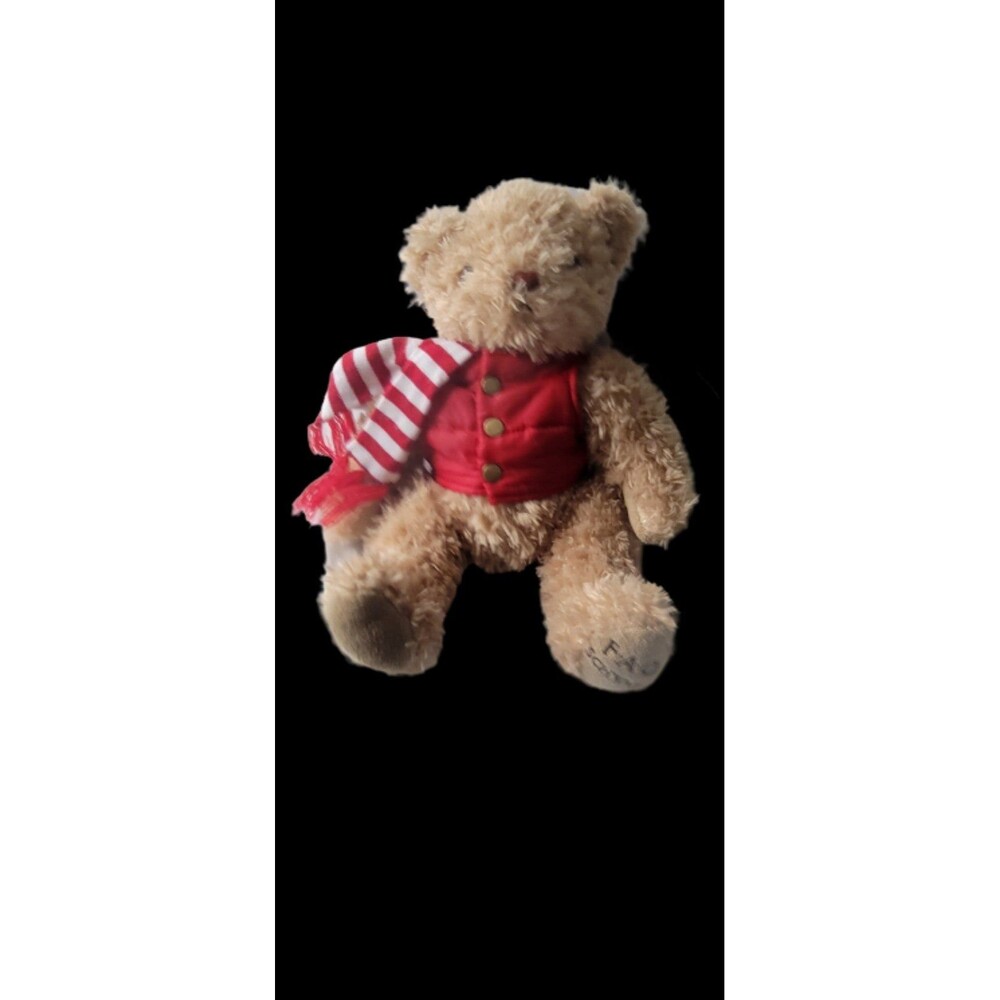 FAO Schwarz 2018 12" Plush Anniversary Teddy Bear Red Vest Scarf Christmas